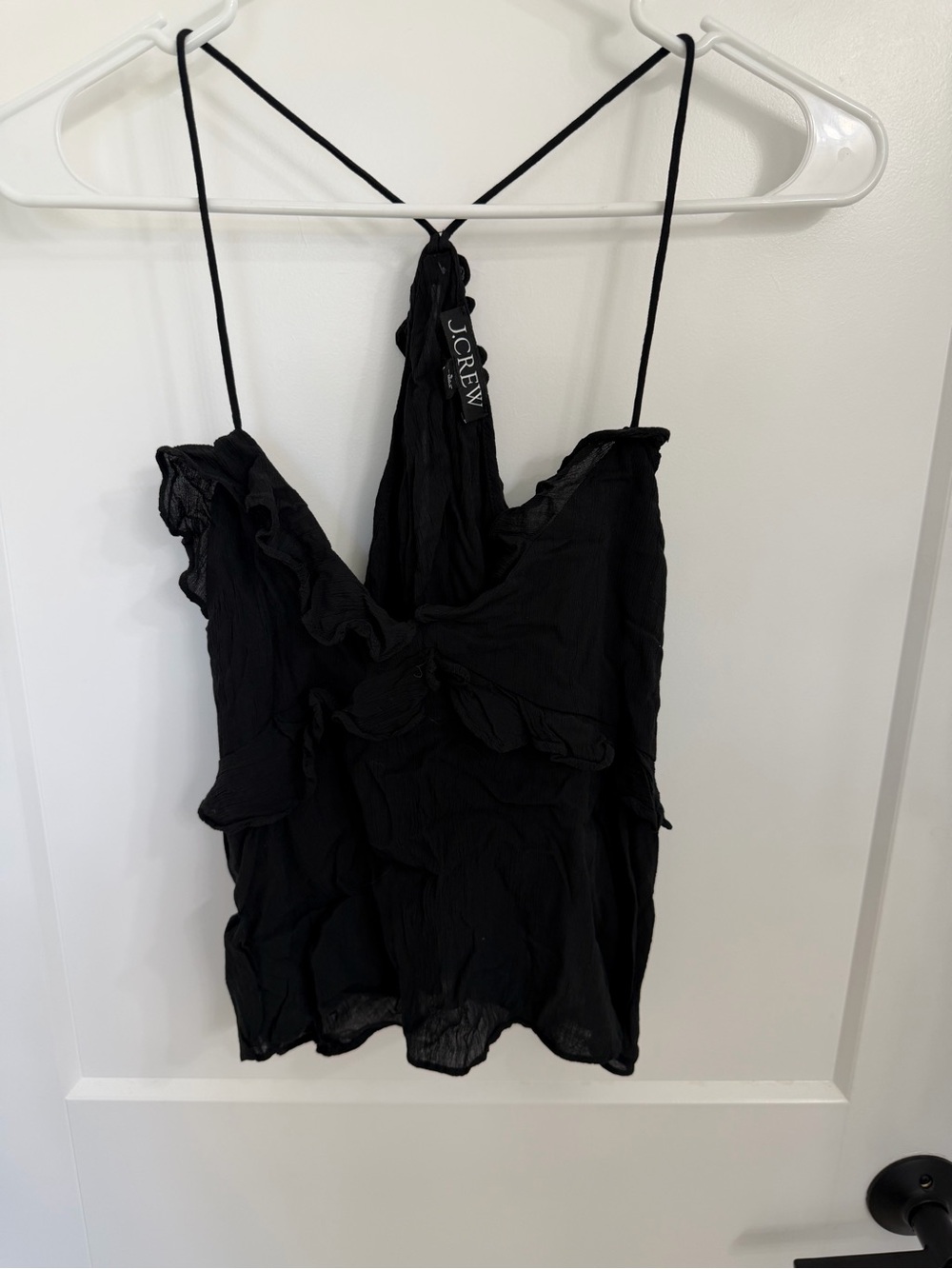 J. Crew Black Ruffle Tie-Front Camisole